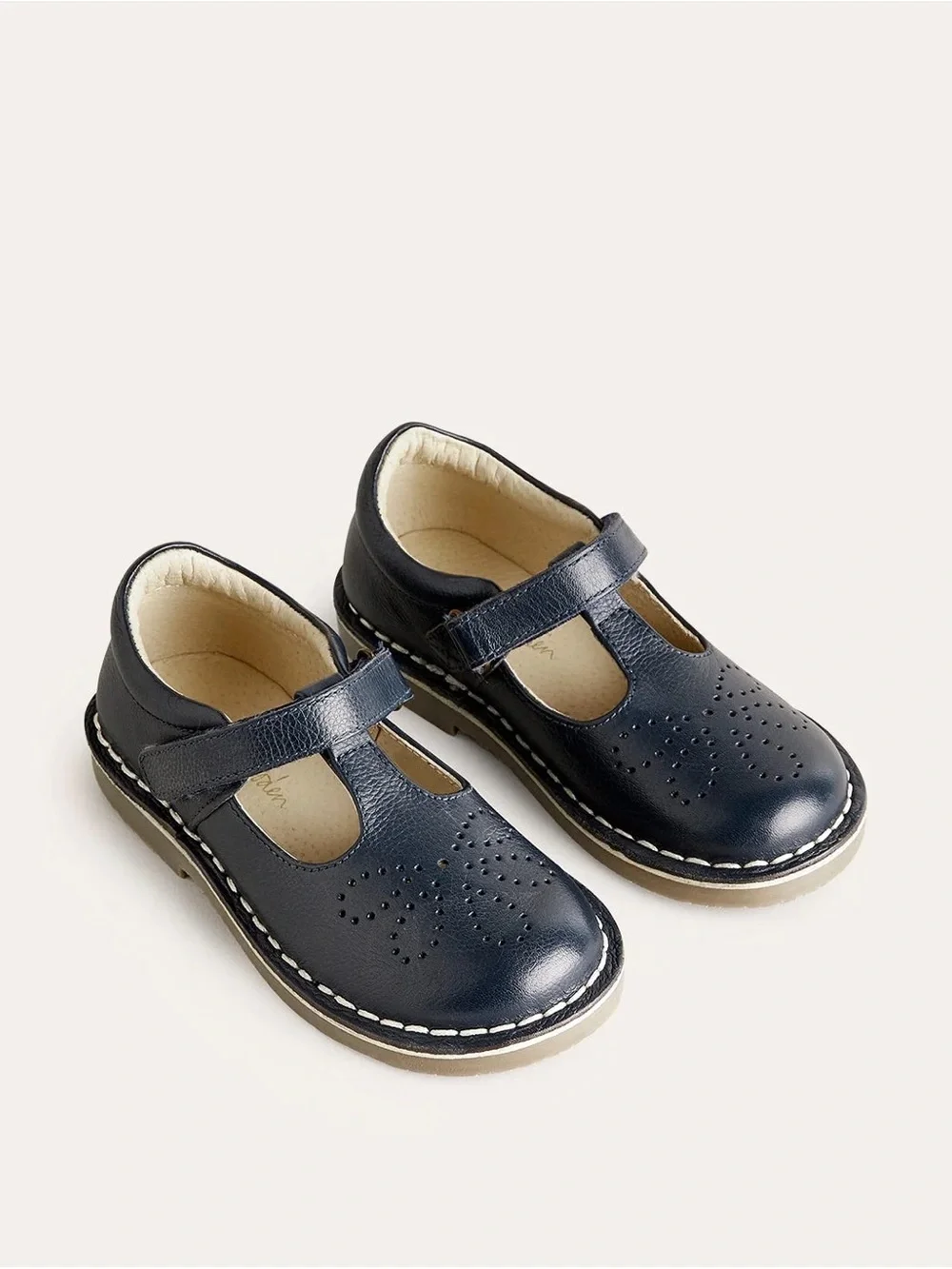Mini Boden Navy Leather T Strap Mary Jane